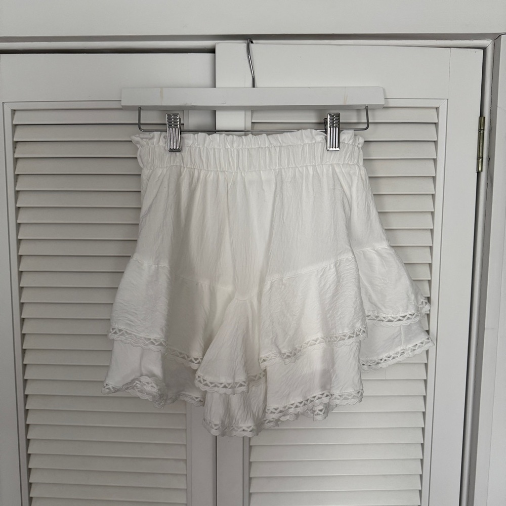 White Tiered Lace-Trim Women’s Shorts